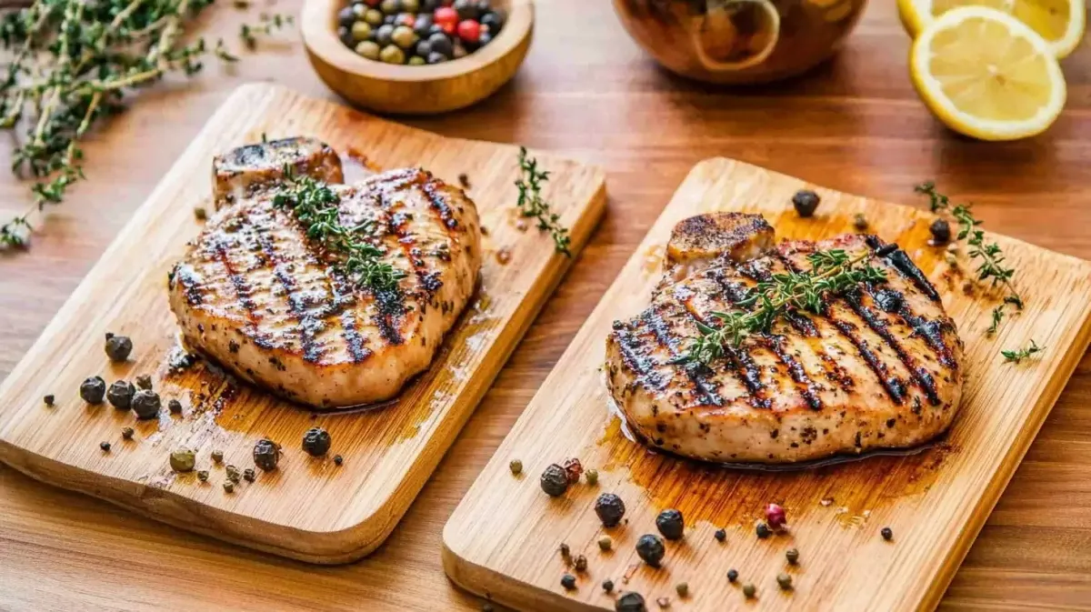 Grilled Pork Chops with a zesty Worcestershire marinade