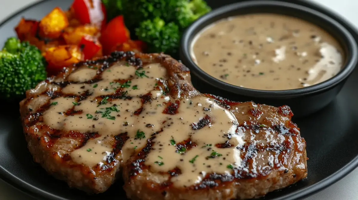 Keto Pork Chops with Creamy Ranch and Roasted Veggies