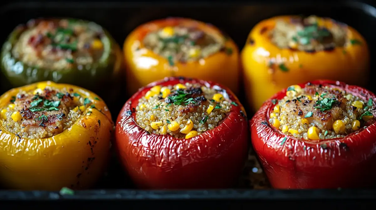 Pork Chop Stuffed Peppers with Quinoa and Corn