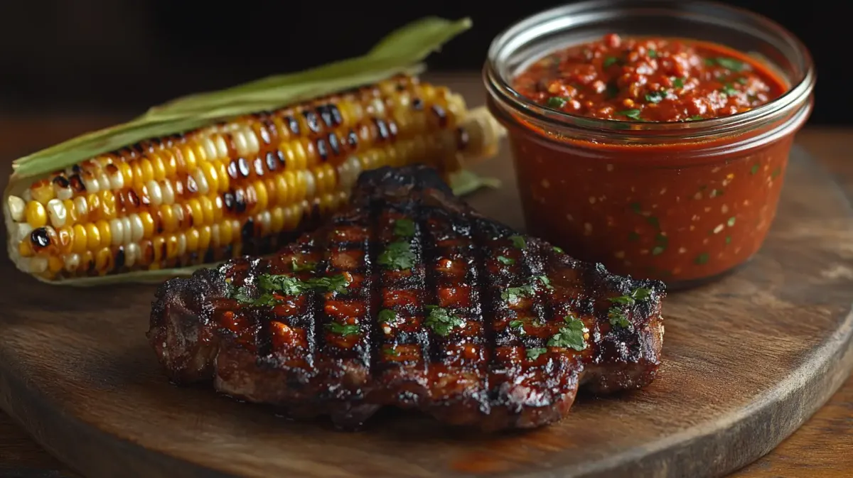 Adobo-Rubbed Pork Chops with Grilled Street Corn