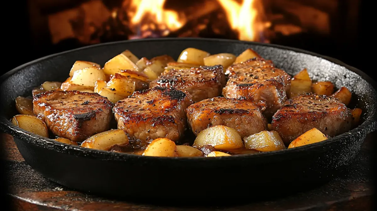 Calories in Pork Chops with Apples and Onions