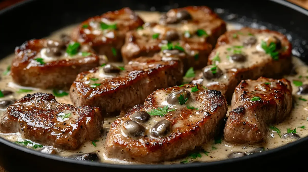 Fat in Slow Cooked Pork Chops with Cream Sauce