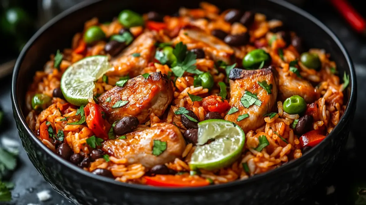 Mexican Pork Chops with Black Beans and Rice