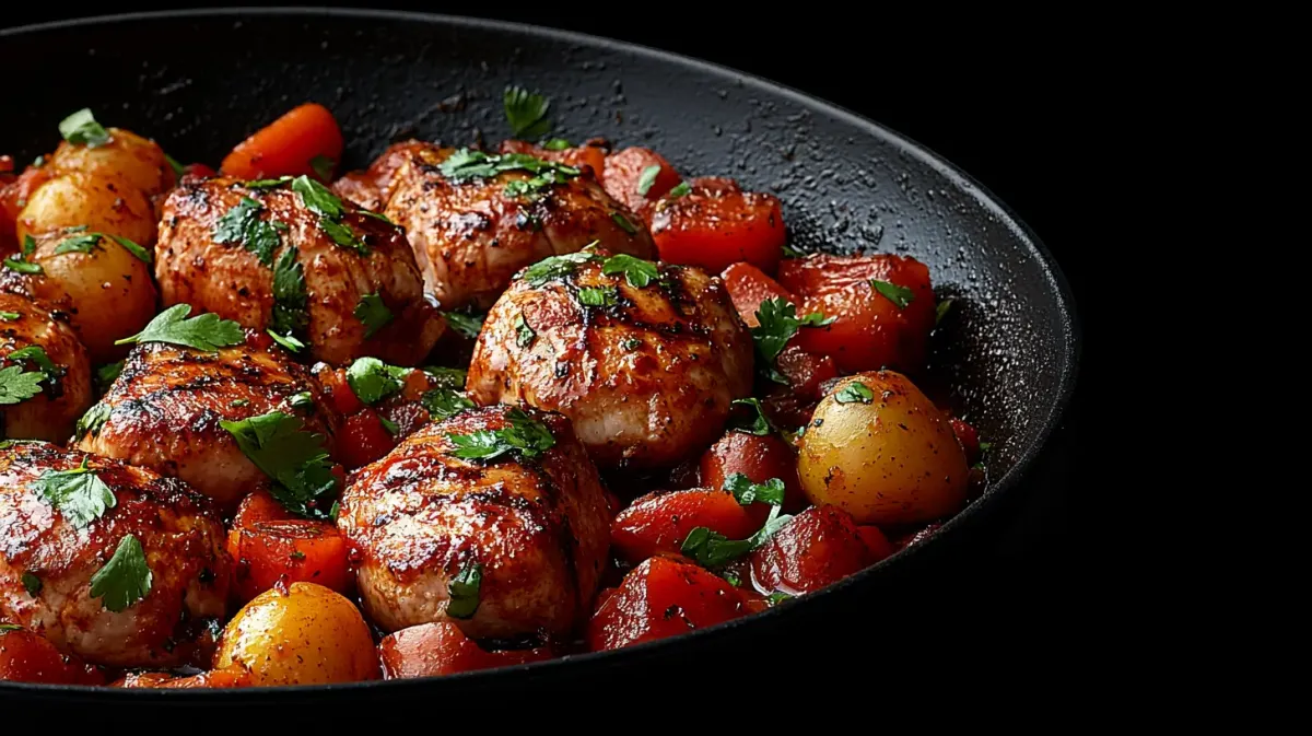 Pan-Seared Pork Chops with Fresh Herbs and Roasted Vegetables