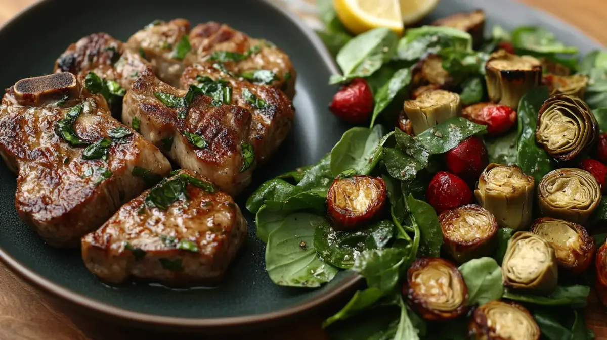Pork Chops with Artichokes and Lemon Vinaigrette