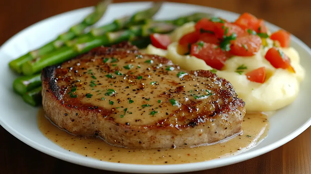 Pork Chops with Beurre Blanc and Roasted Asparagus