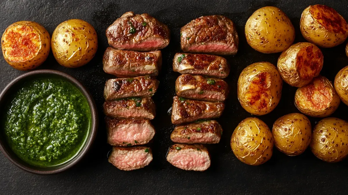 Pork Chops with Cilantro Cream and Spicy Potatoes