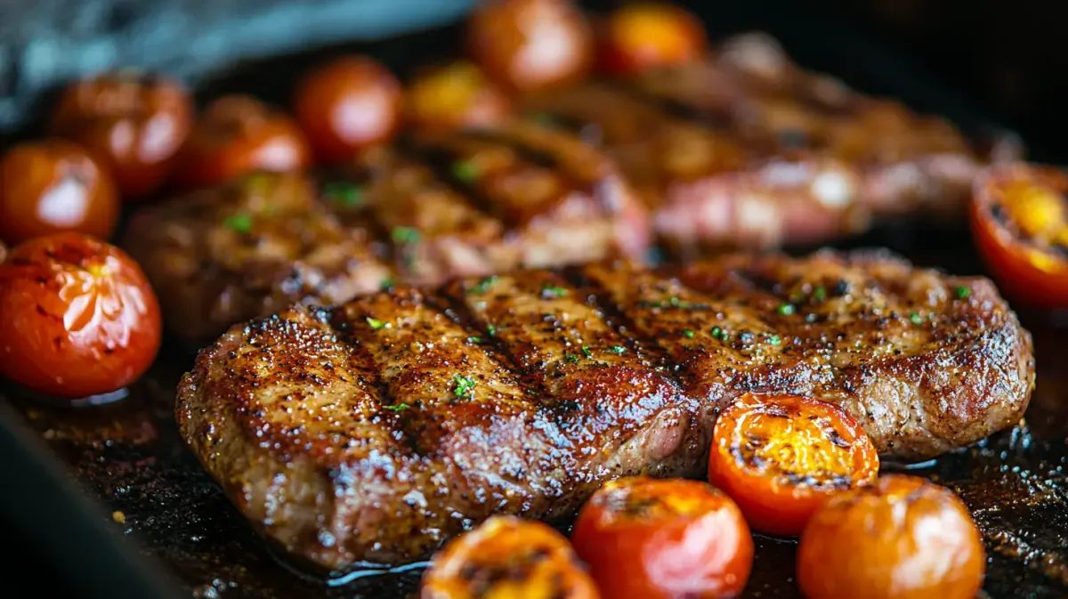 Pork Chops with Mediterranean Marinade and Grilled Tomatoes