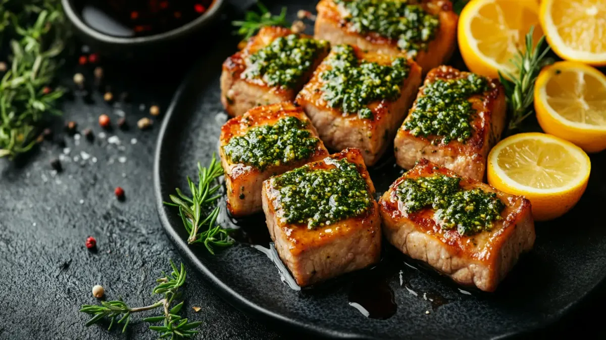 Pork Chops with Pesto and Balsamic Glaze