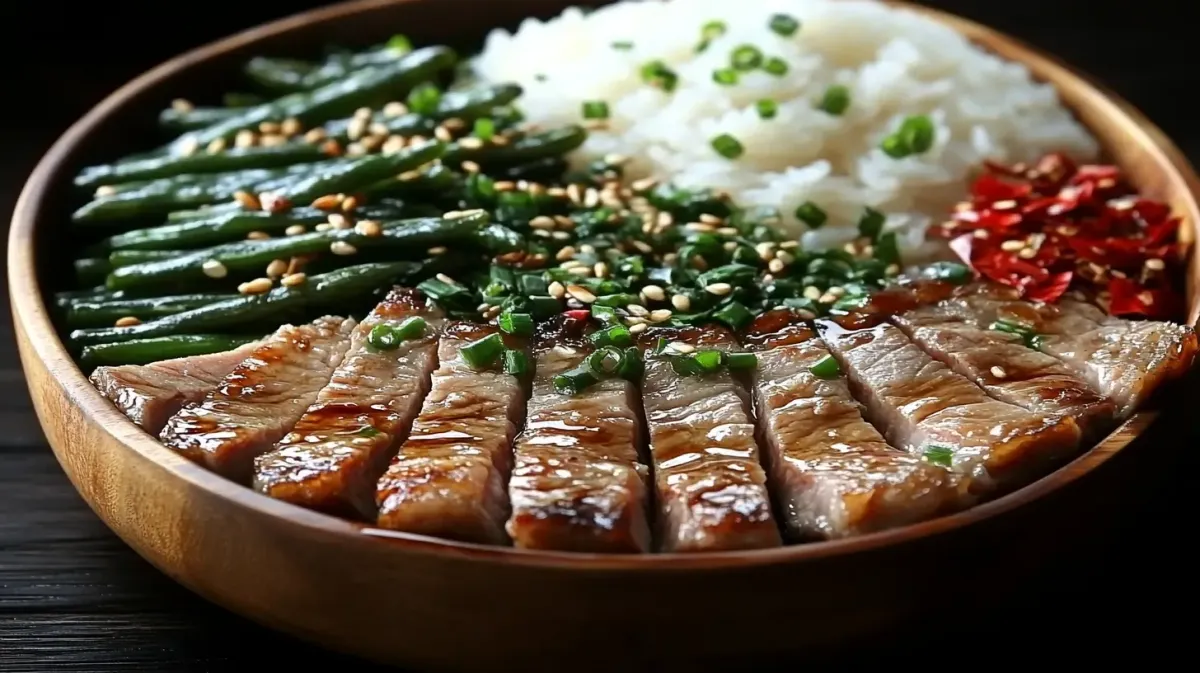 Soy-Glazed Pork Chops with Garlic Green Beans