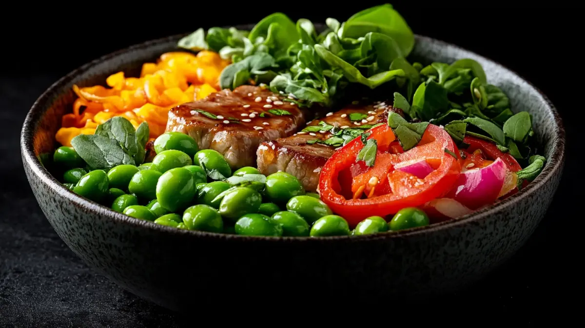 Sticky Honey Garlic Pork Chops with Edamame