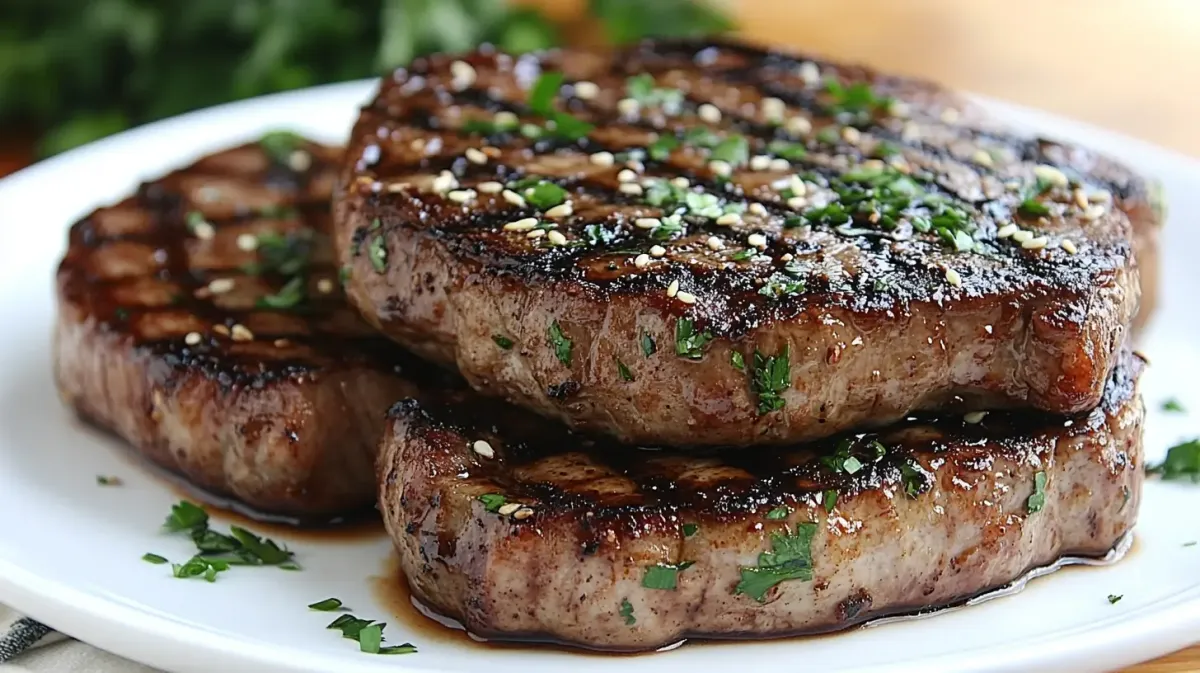 Teriyaki Air-Fried Pork Chops with Sesame Seeds
