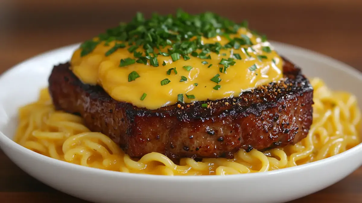 Sunday Pork Chops with Cream of Celery and Egg Noodles