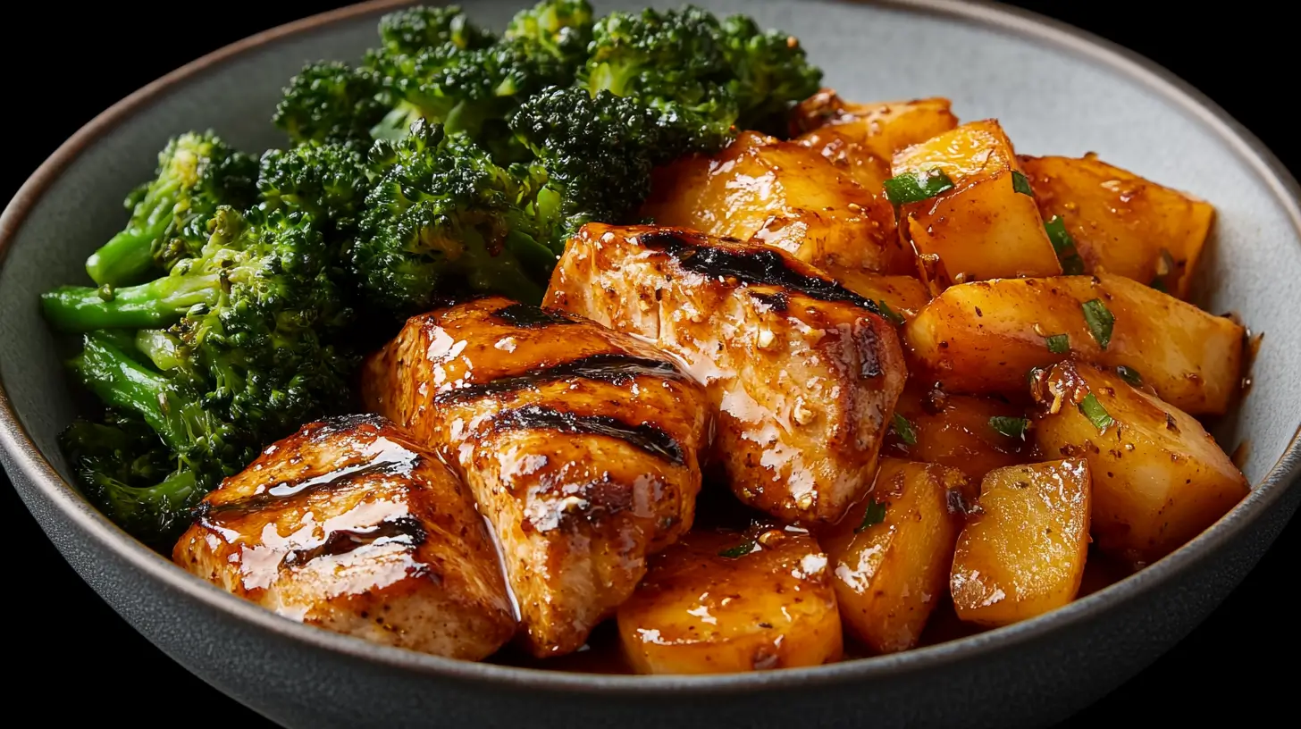 Air Fryer Pork Chop with Garlic Paprika and Broccoli