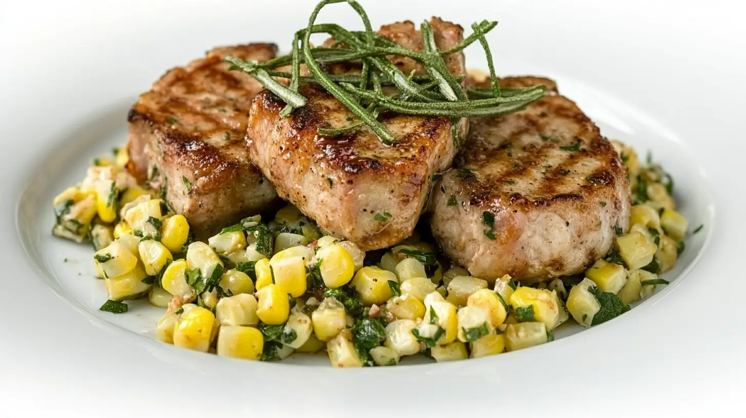 Butterfly Pork Chops with BBQ Marinade and Corn