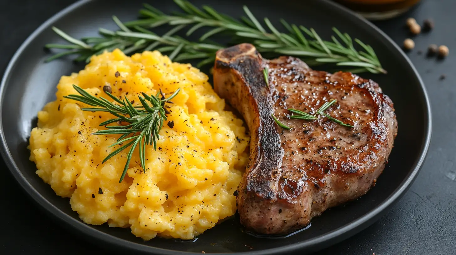 Cajun Marinated Pork Chops with Creamy Grits
