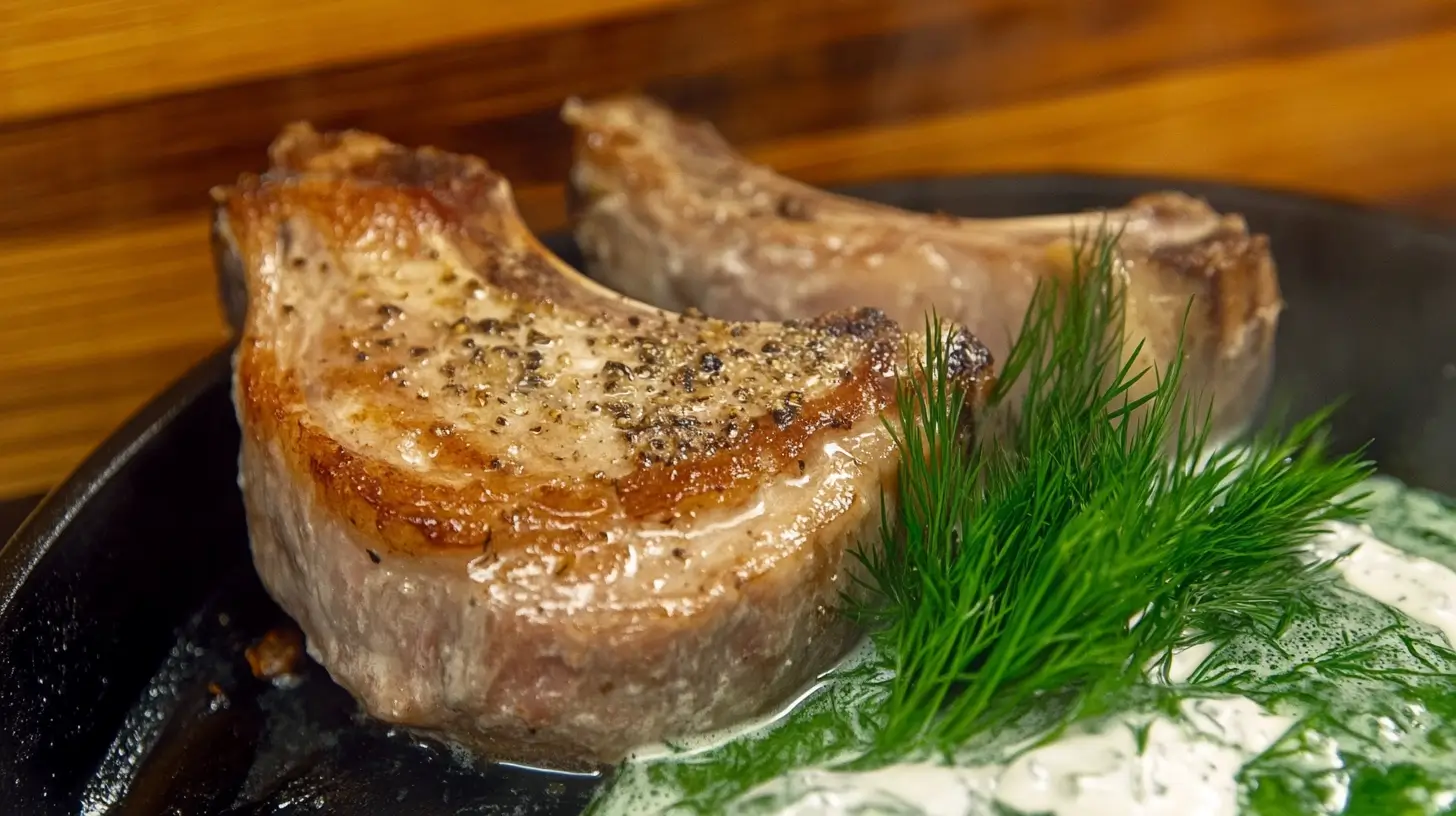 Center Cut Pork Chops with Sour Cream Sauce and Dill