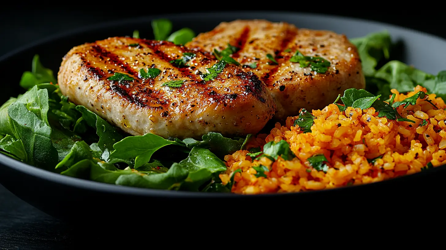 Dairy-Free Pork Chops with Garlic Chili Oil and Cauliflower Rice