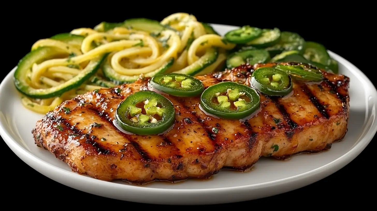 Keto Pork Chops with Jalapeño Butter and Zoodles