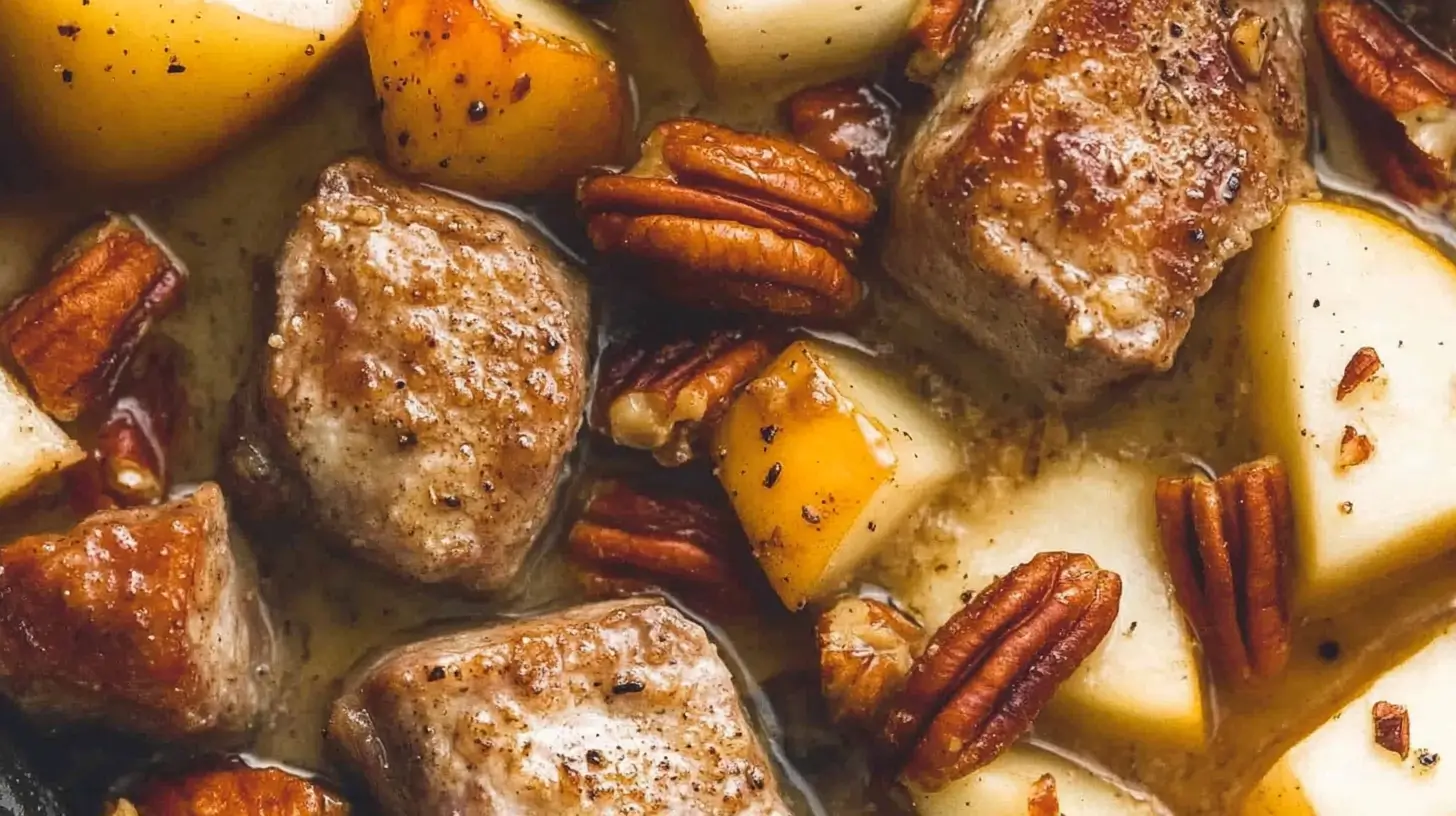 Pork Chops and Apples with Maple Cream Sauce and Pecans