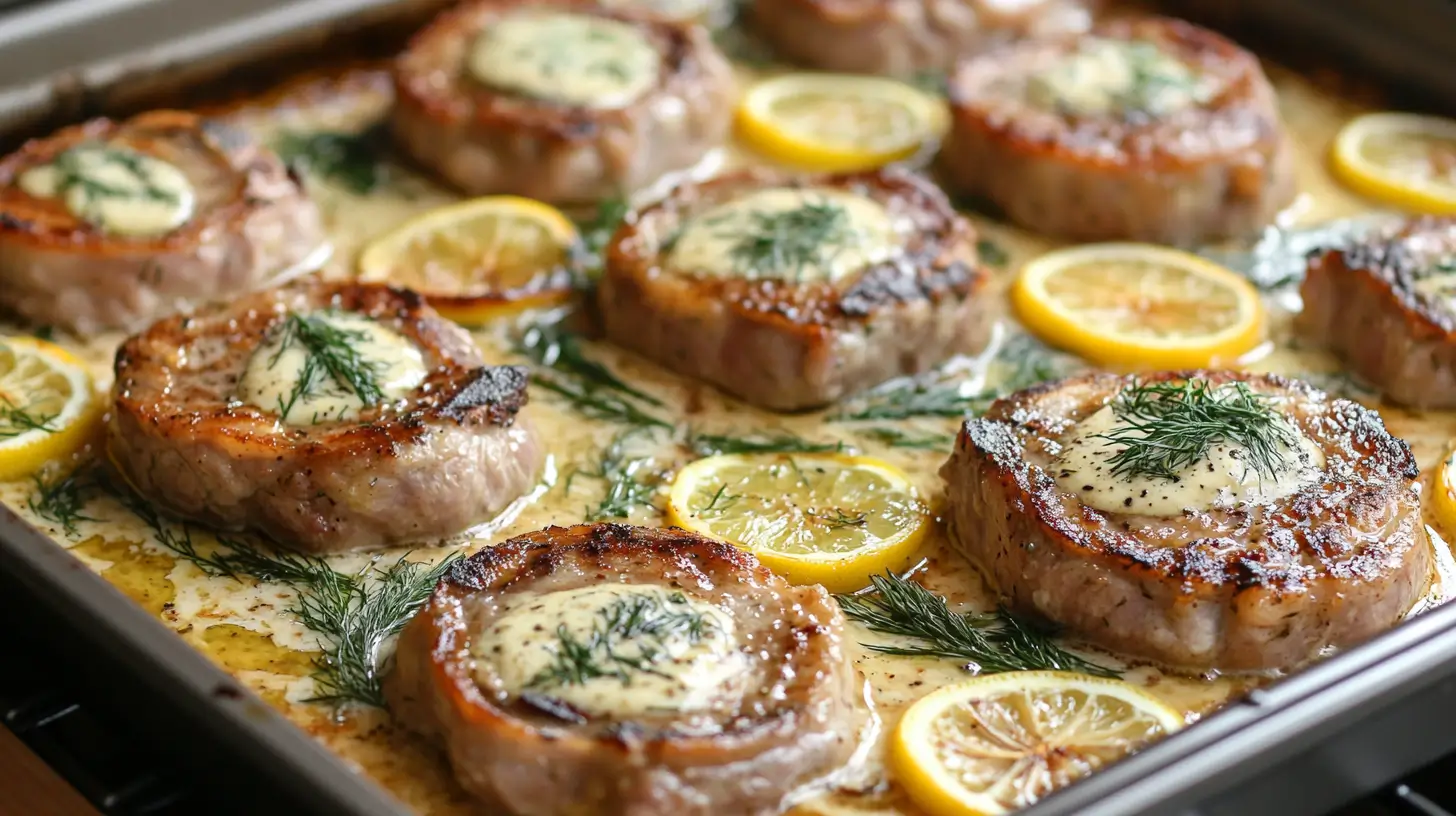 Heart-Healthy Pork Chops with Lemon Dill Yogurt Sauce