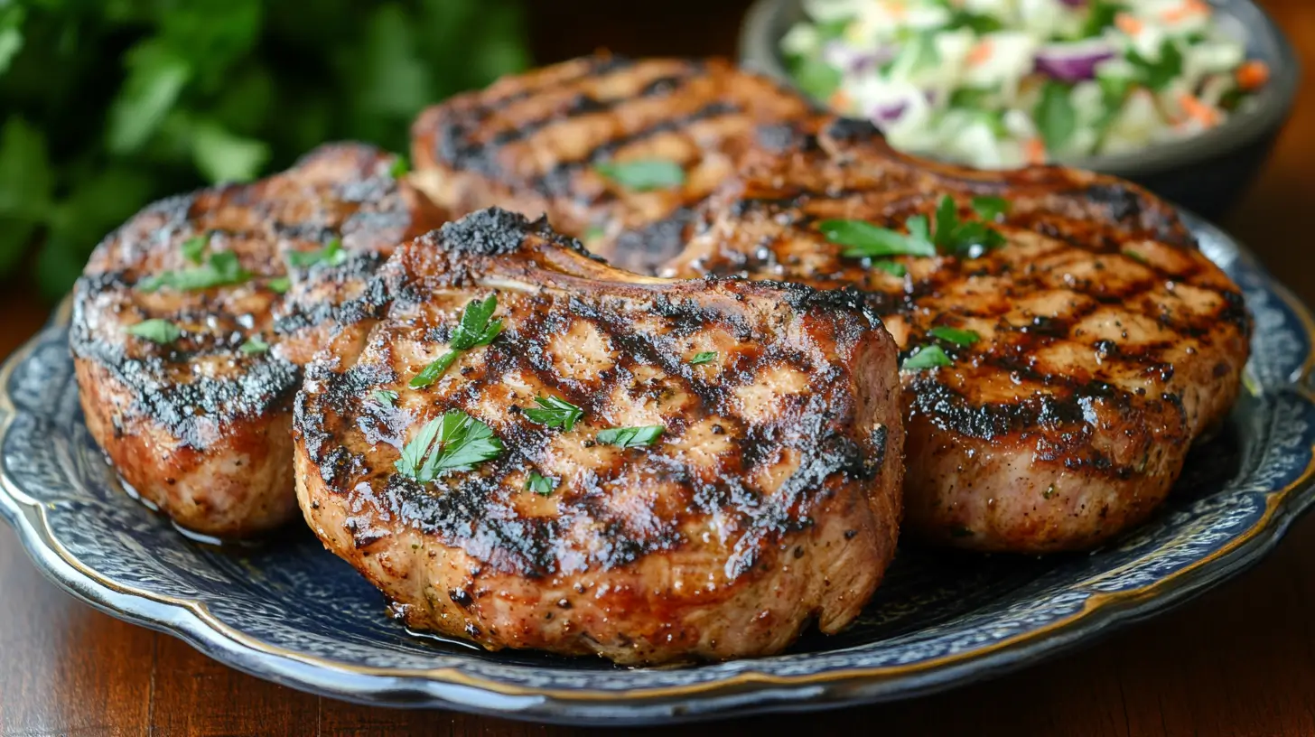 Asian Pork Chops with Ginger-Lime Slaw