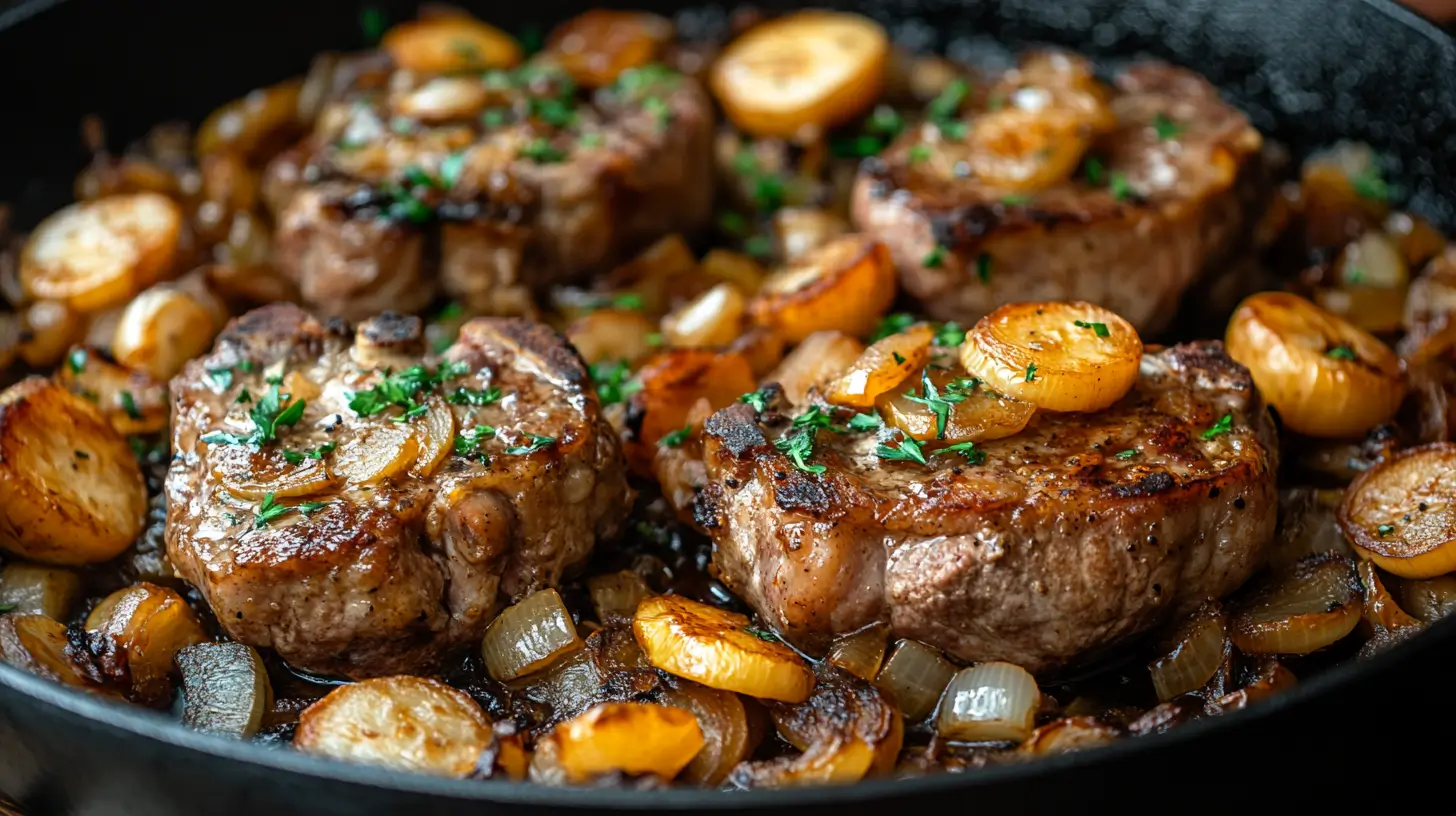 Baked Pork Chops with Apple-Onion Compote