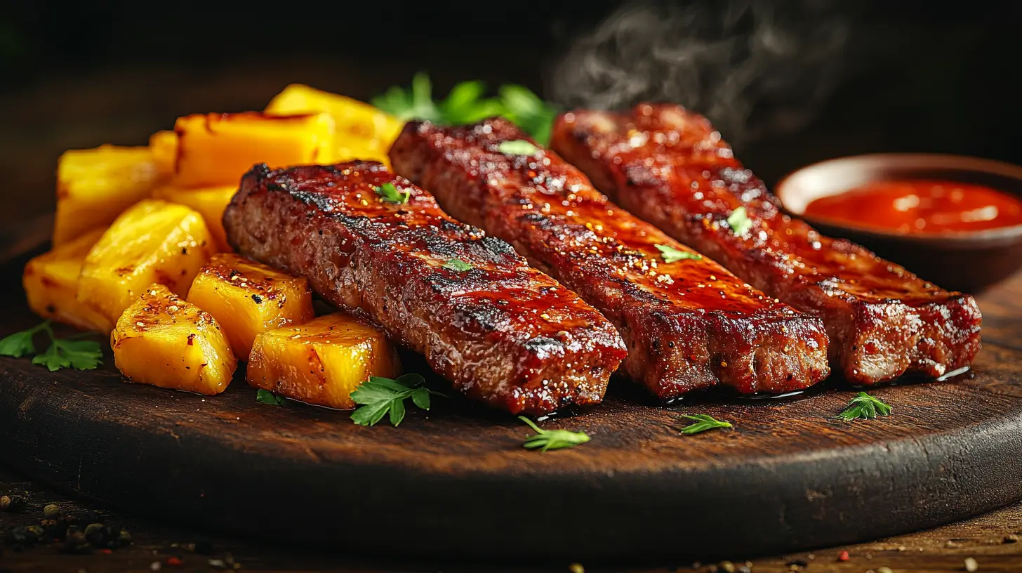 Caribbean Pork Chops with Rum-Marinated Pineapple