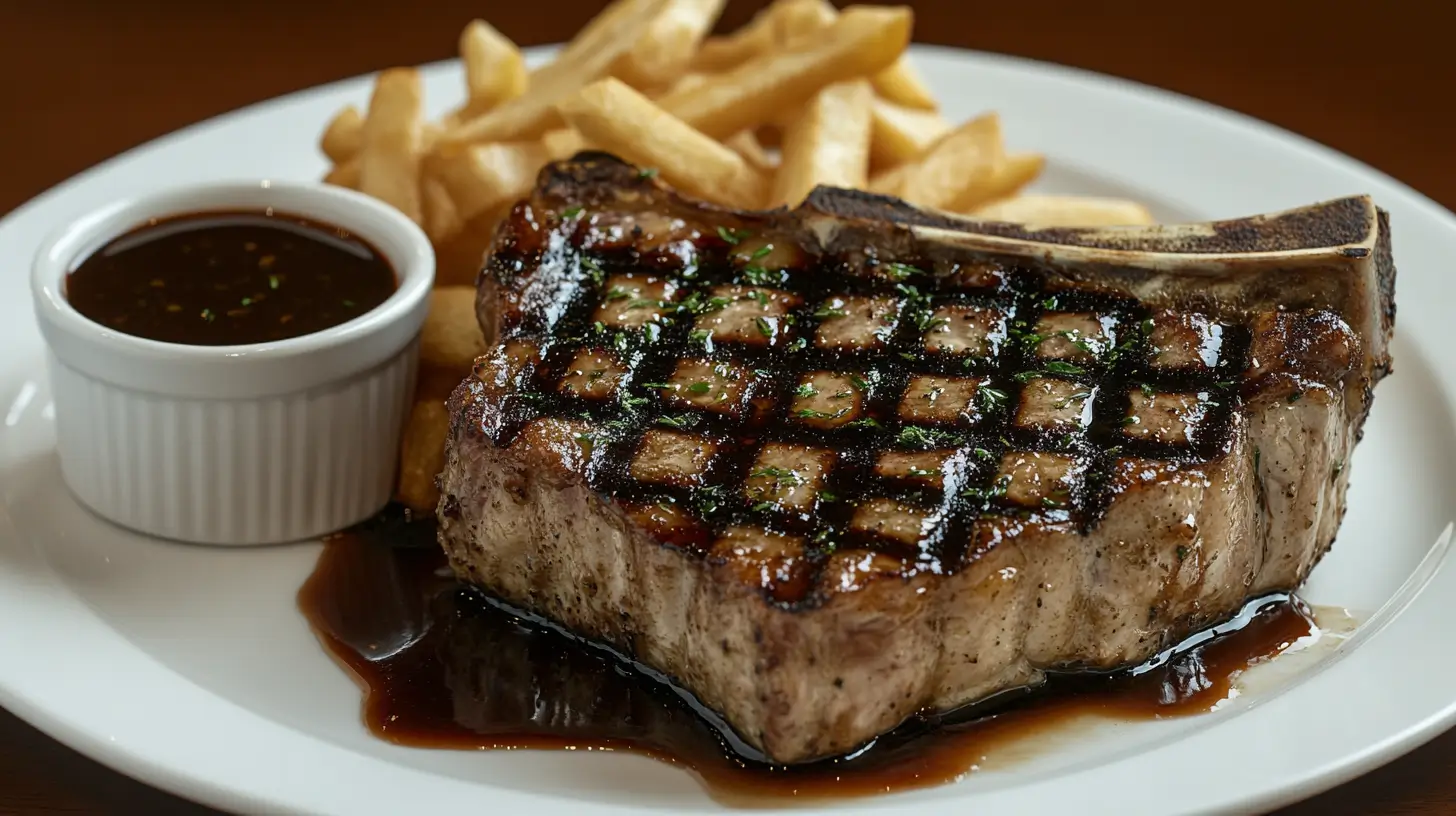 French Pork Chops with Rosemary and Red Wine Glaze