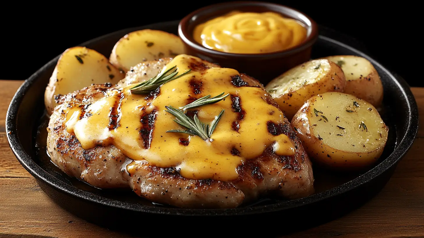 German Pork Chops with Mustard and Pretzel Crust