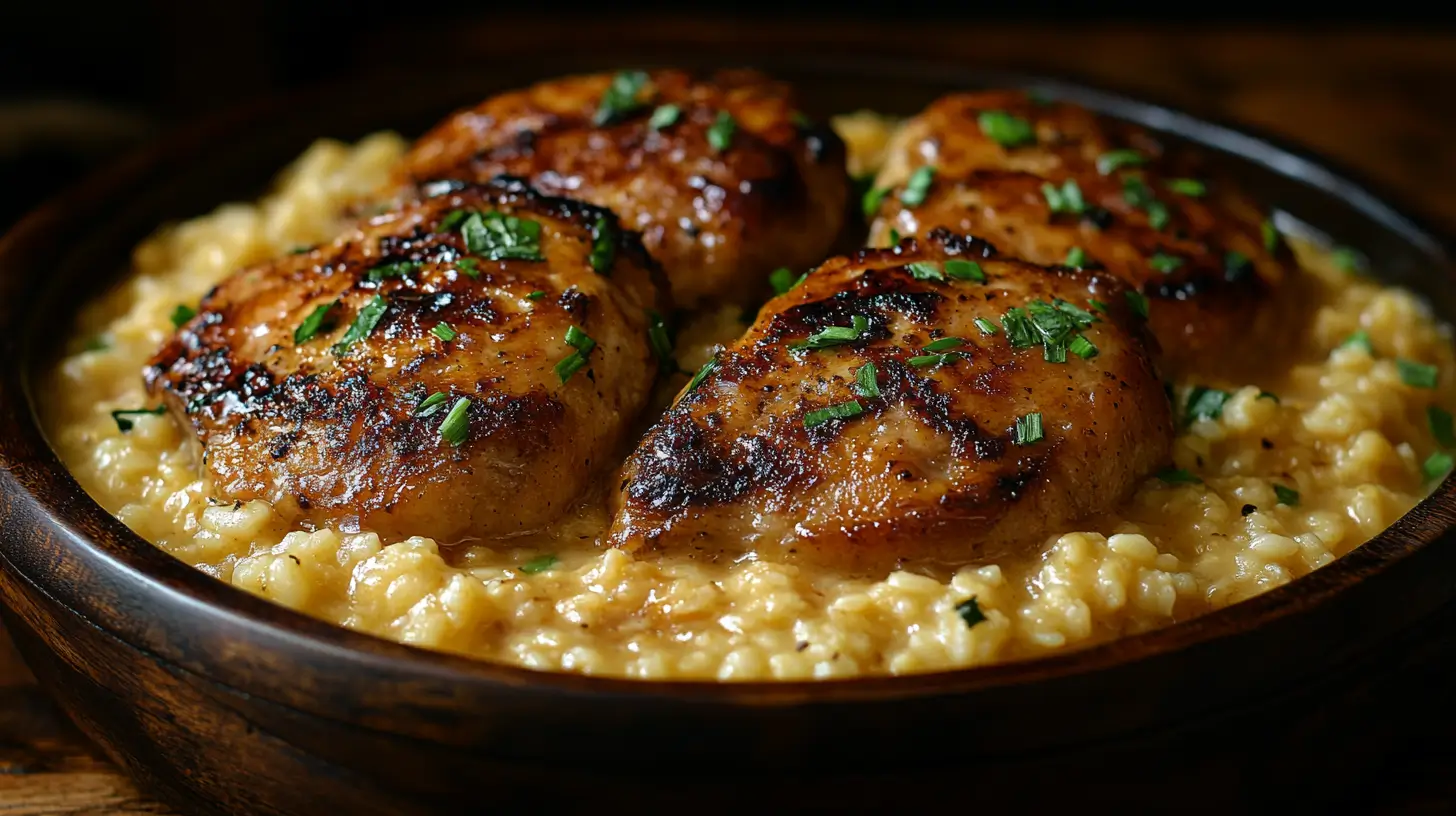 Ginger Scallion Pork Chops with Rice Porridge