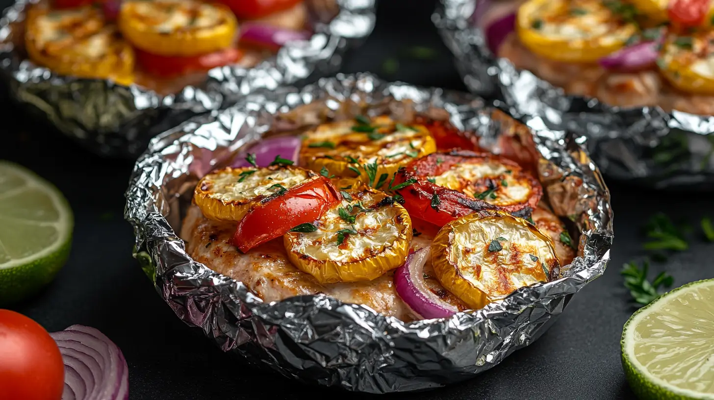 How to Grill Pork Chops with Foil Pack Vegetables