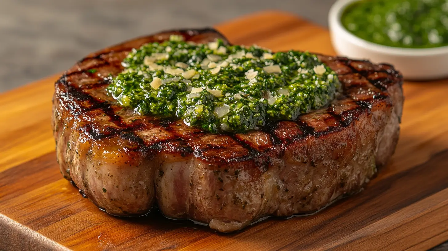 Italian Pork Chops with Basil Pesto and Parmesan Crust