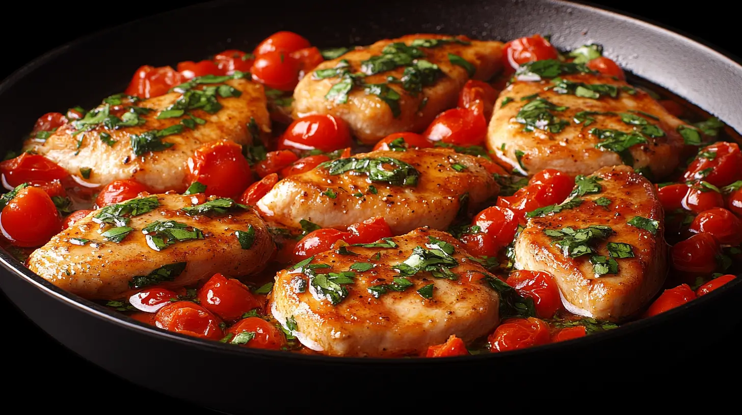 Italian Pork Chops with Cherry Tomato Pan Sauce