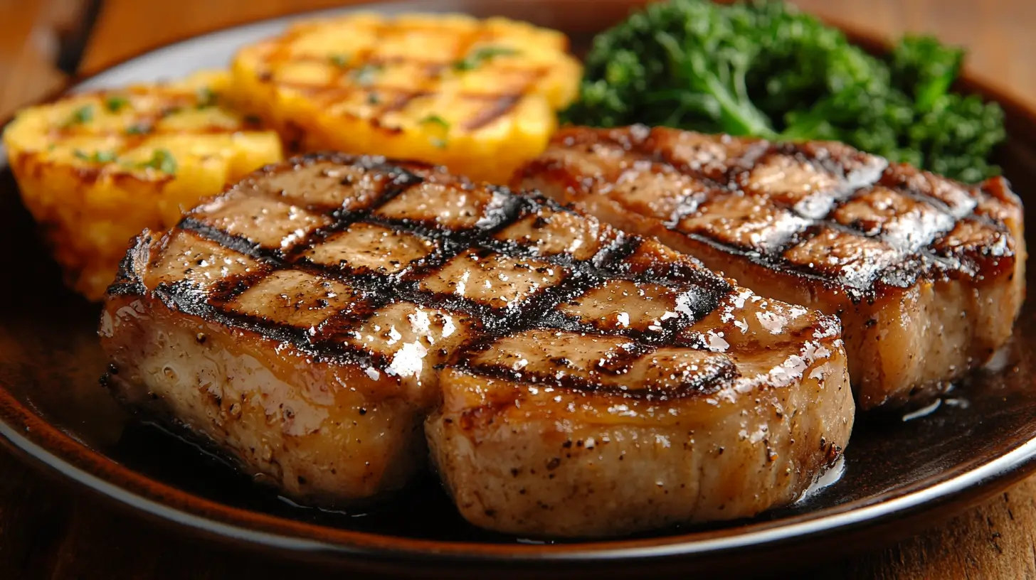 Italian Pork Chops with Parmesan Polenta and Broccoli Rabe