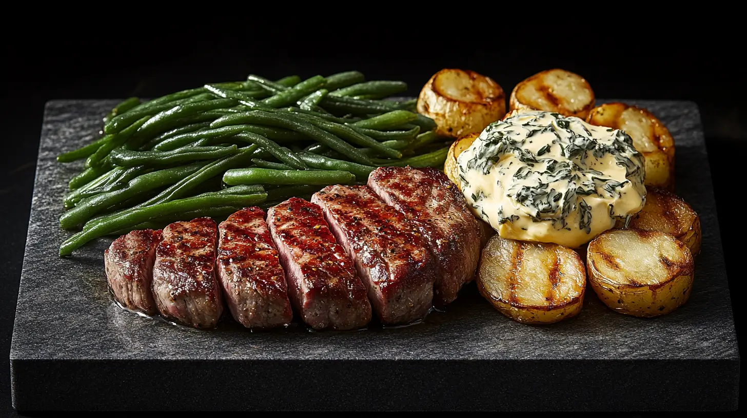 Pork Chops with Garlic Thyme Butter and Green Beans
