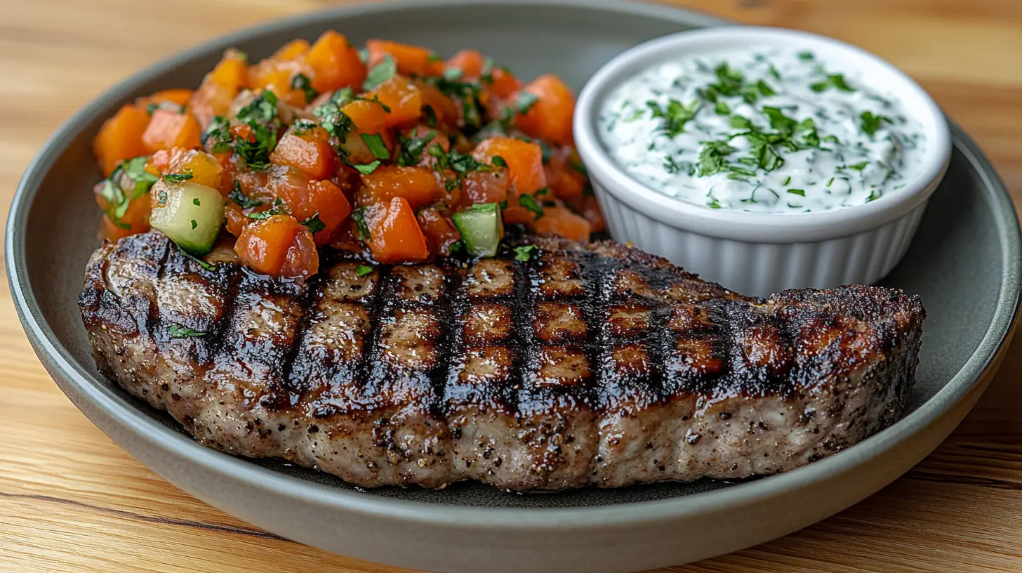 Pork Chops with Mango Chutney and Cucumber Raita