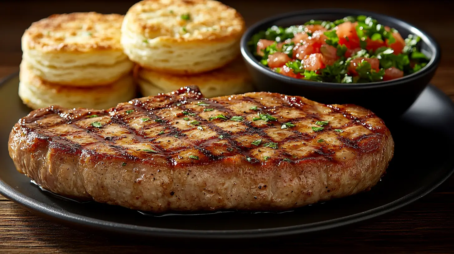 Pork Chops with Southern Hot Honey Drizzle and Biscuits
