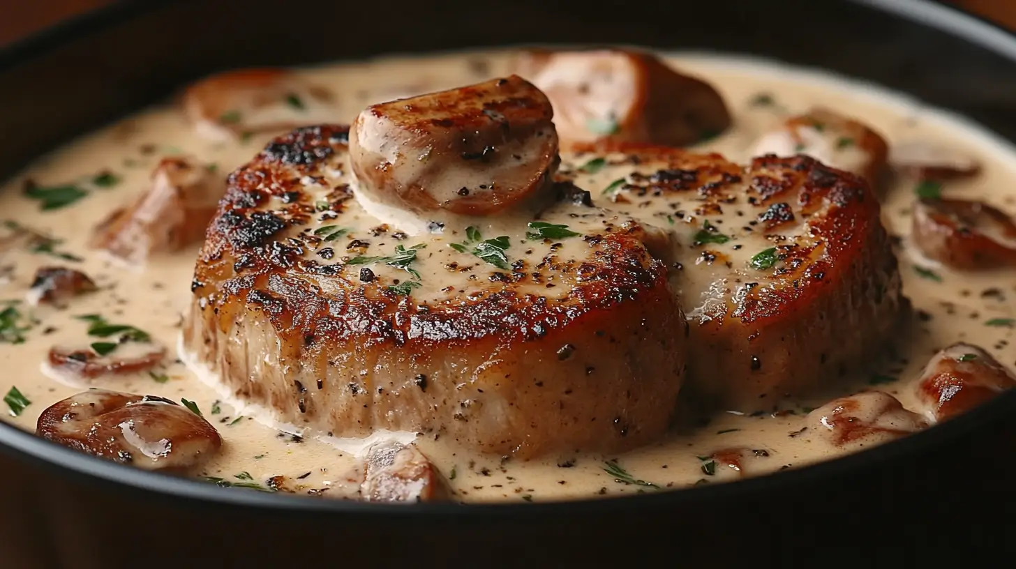 Pork Chops with Tarragon Cream and White Wine