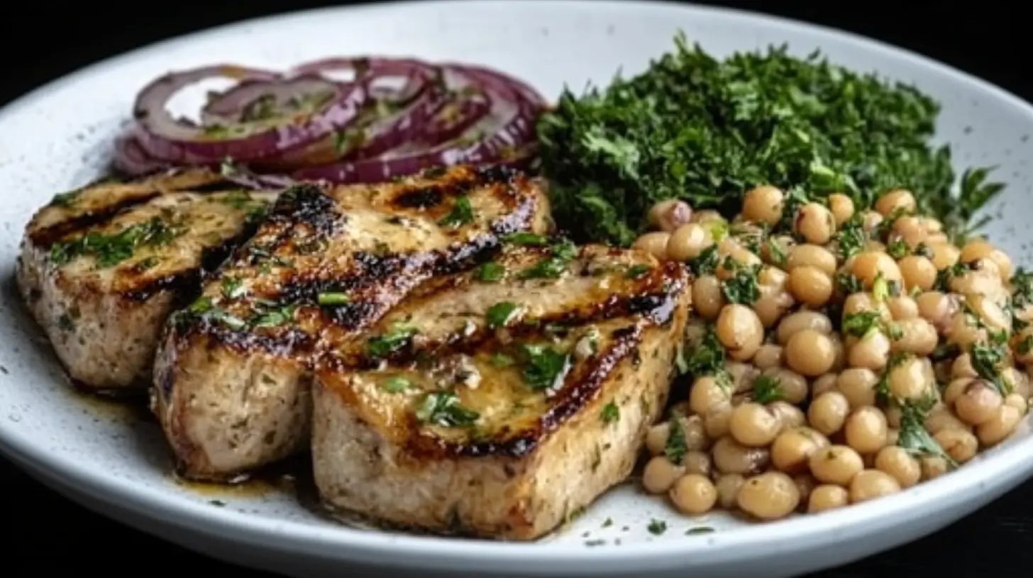 Southern-Style Pork Chops with Black-Eyed Peas and Collards