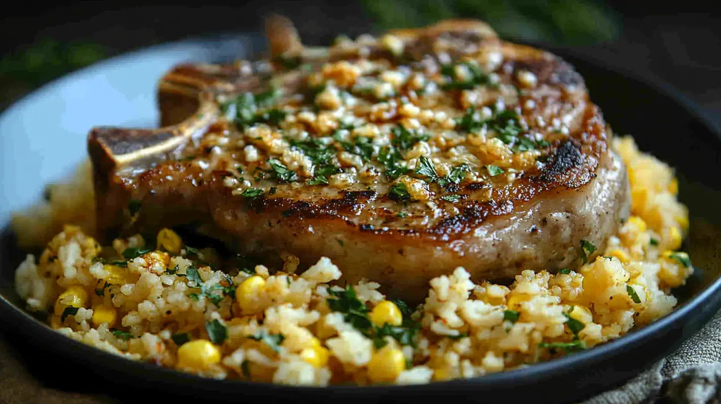 Soy Garlic Pork Chops with Fried Rice