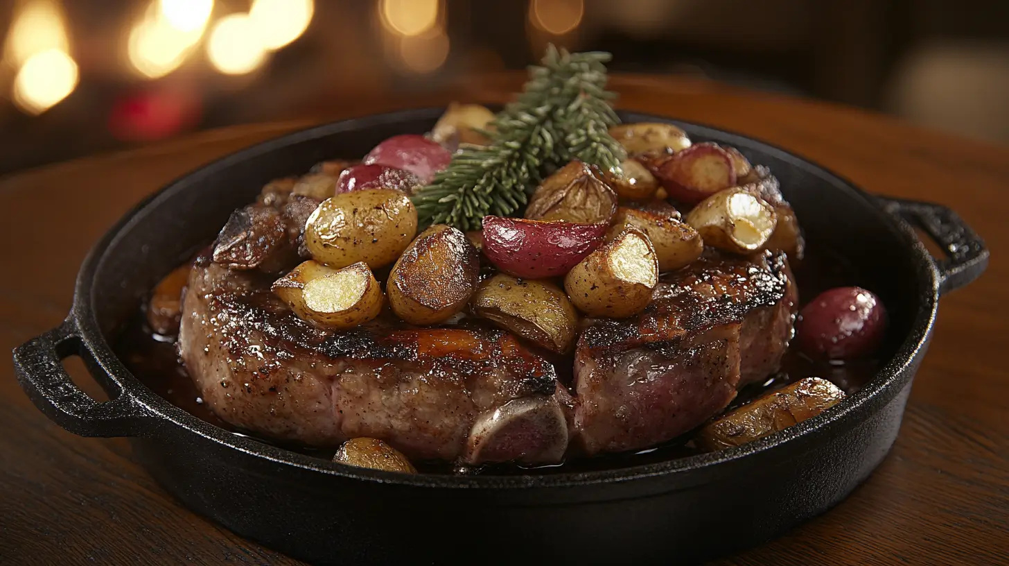 Stuffed Pork Chops with Indian Masala Potatoes