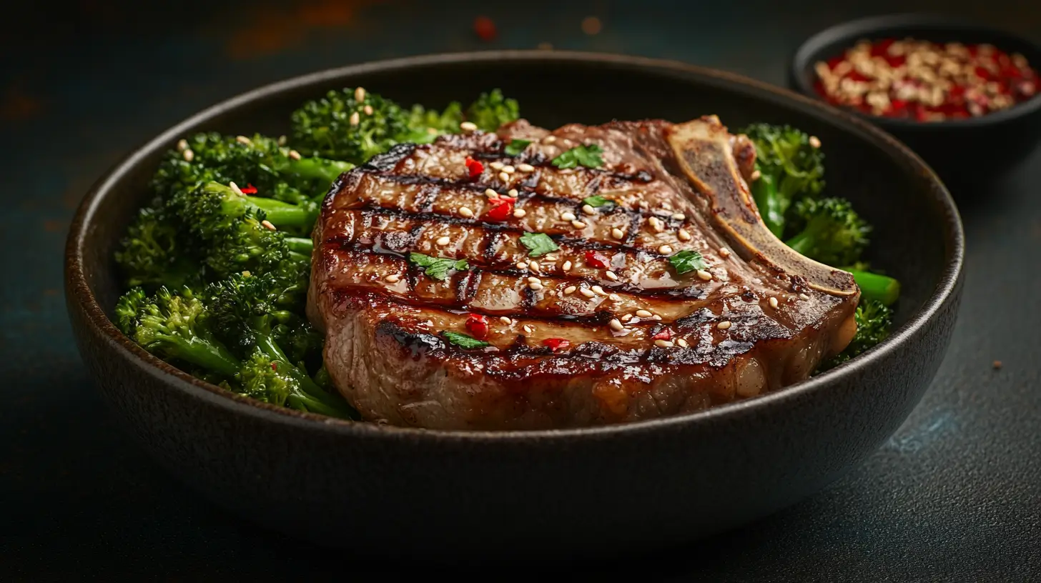 Teriyaki Pork Chops with Sesame Broccoli