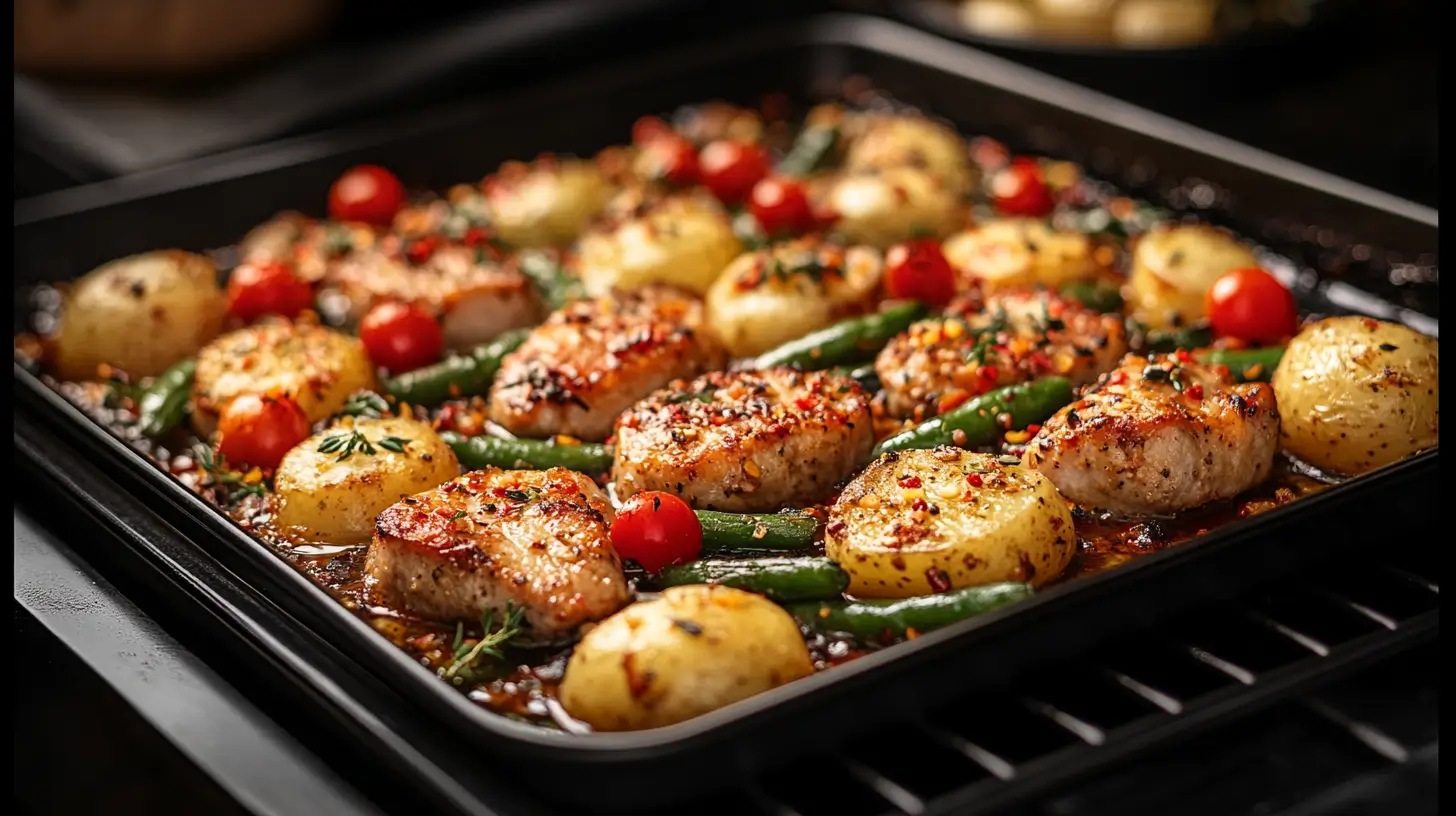 How to Bake Pork Chops with Potatoes and Green Beans