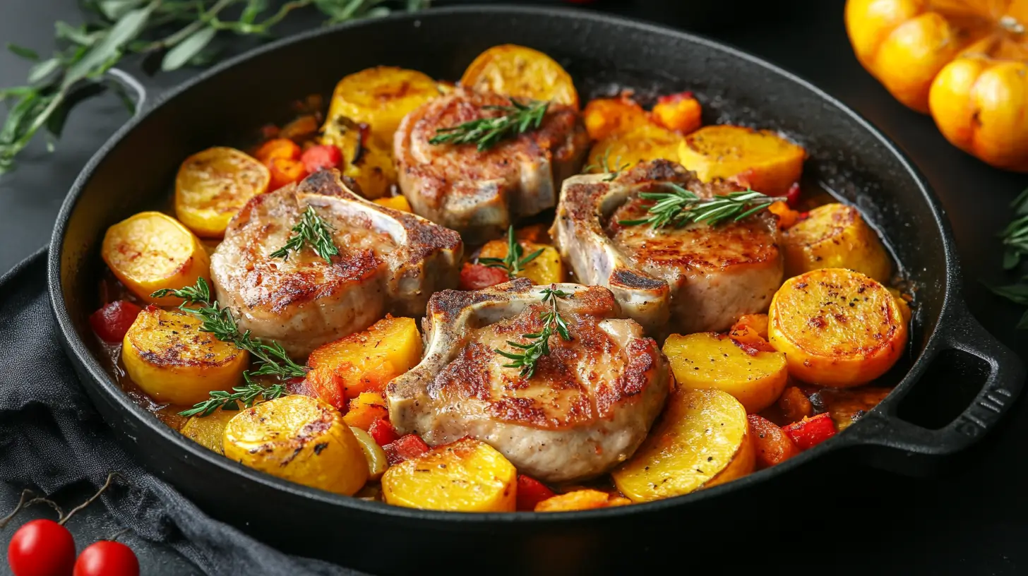 Maple-Glazed Pork Chops with Roasted Butternut Squash