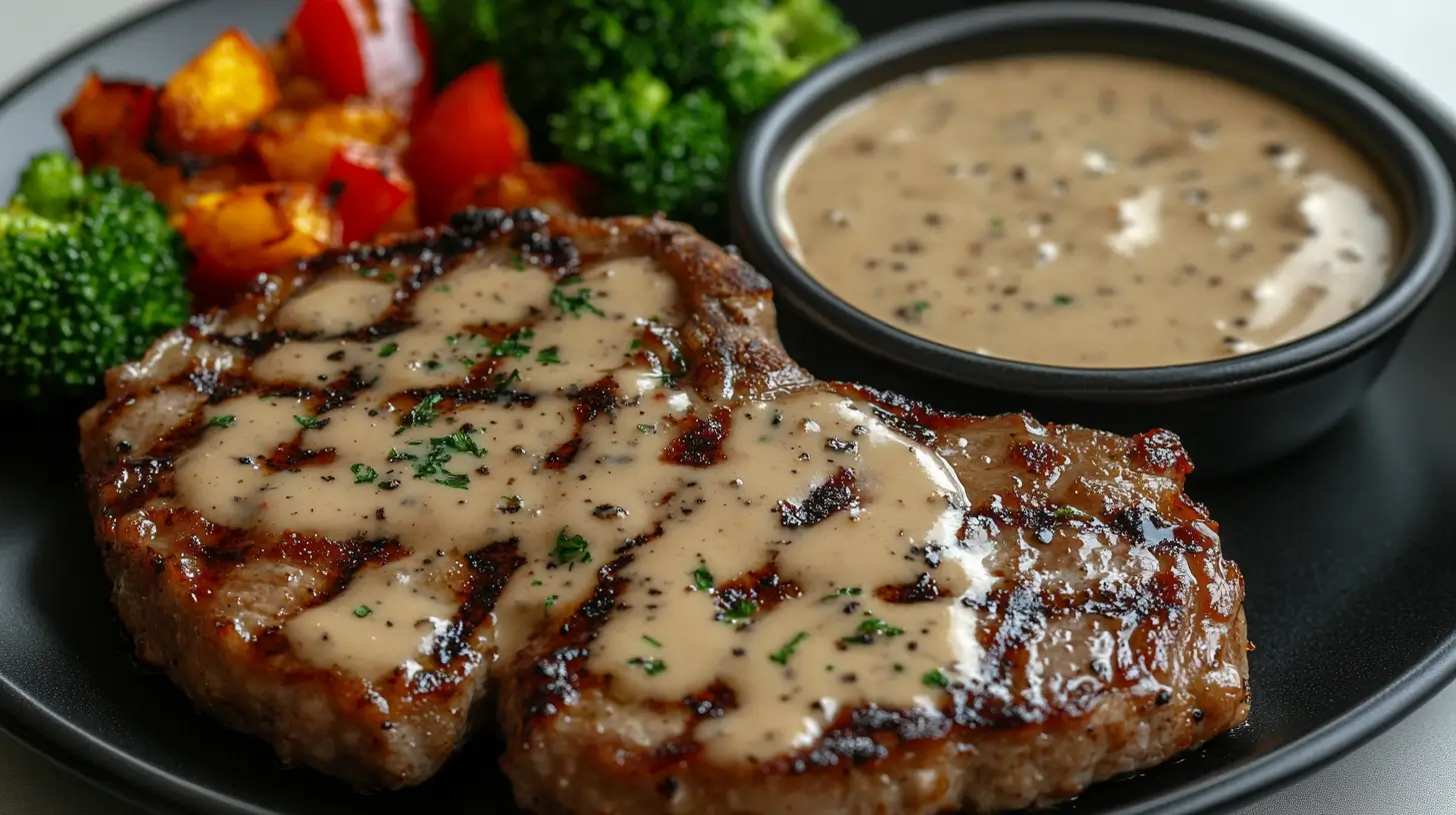 Keto Pork Chops with Creamy Ranch and Roasted Veggies Post image