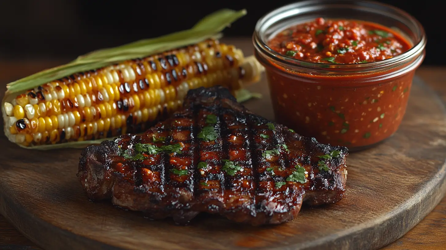 Adobo-Rubbed Pork Chops with Grilled Street Corn Post image