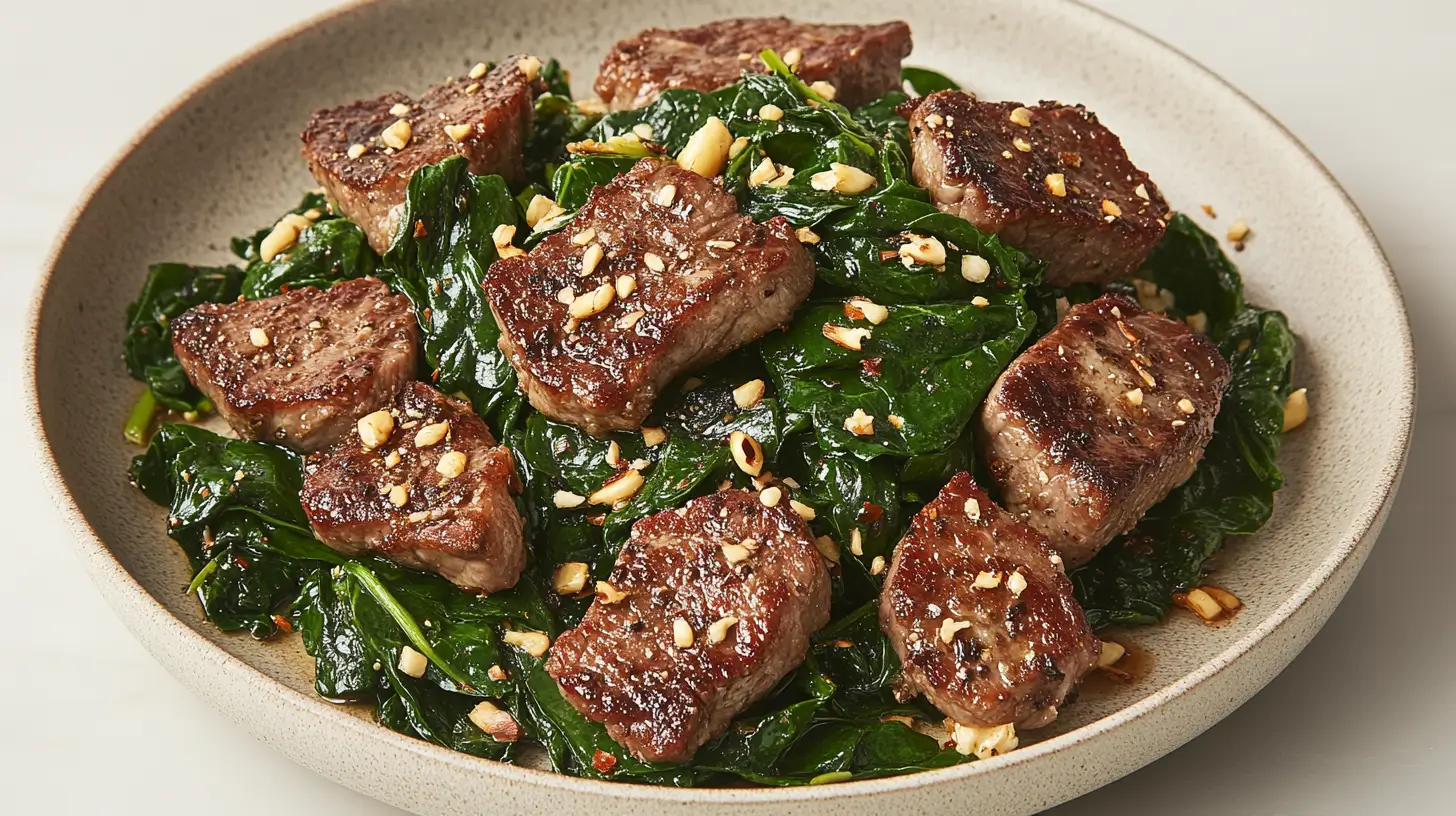 Calories in Pork Chops with Sautéed Spinach and Garlic Post image