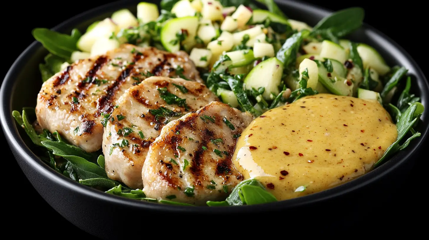 Fat in Pork Chops with Apple Slaw and Mustard Post image