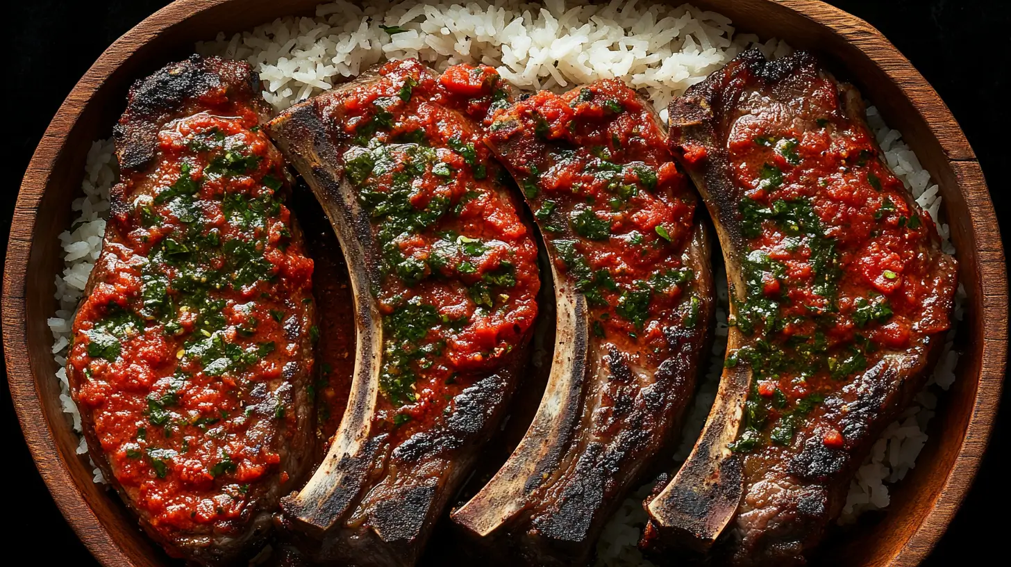 Indian Pork Chops with Ginger Tomato Sauce and Rice Post image